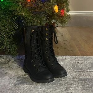 Authentic Harley Davidson Black Lace-Up Combat Boots